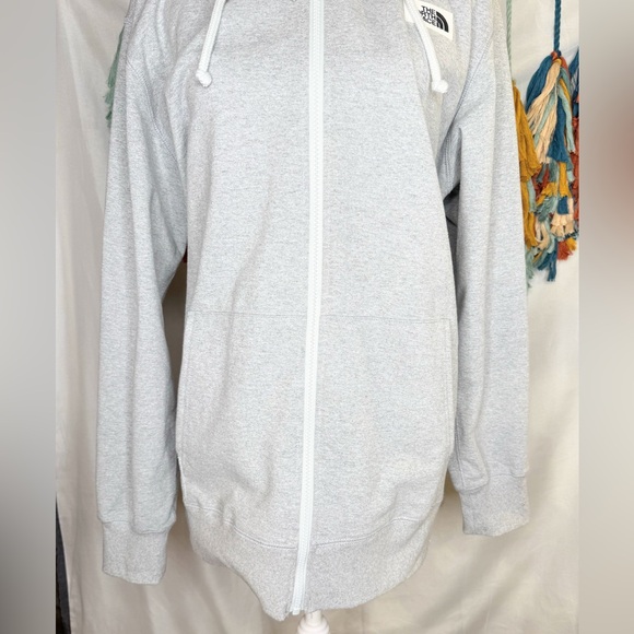The North Face Women’s XL Full Zip Hoodie Gray Long Sleeve Sweatshirt Logo - Picture 4 of 9